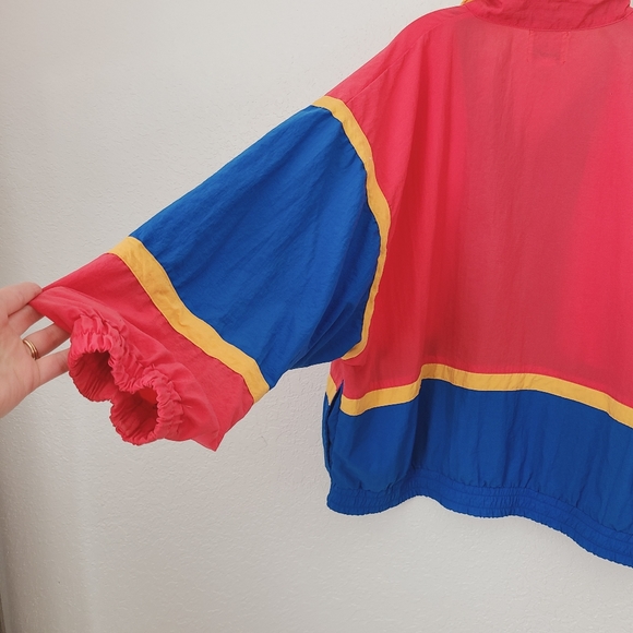 80-90s Vintage Bold Color Block Windbreaker Jacket - Picture 3 of 10